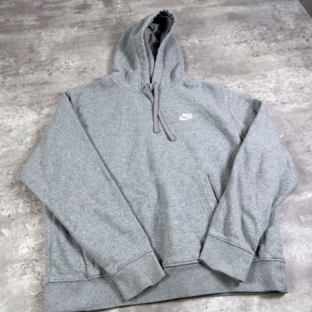 modern nike hoodie grey embroidered logo mens medium